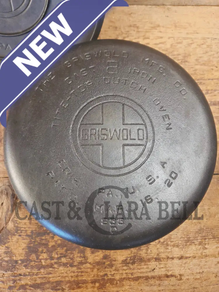 Awesome! 1920’s Griswold #8 Tite-Top Cast Iron Dutch Oven 833 D and high dome matching Griswold Lid 2551 A - Dutch