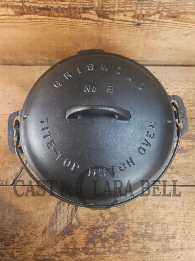 Awesome! 1920βs Griswold #8 Tite-Top Cast Iron Dutch Oven 833 F and high dome matching Griswold Lid 2551 Dutch Ovens