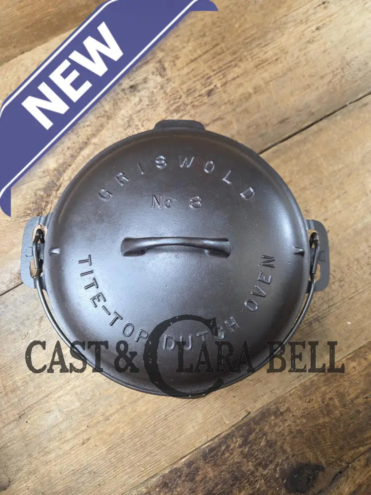 Awesome! 1920âs Griswold #8 Tite-Top Cast Iron Dutch Oven 833 F and high dome matching Griswold Lid 2551. Skillet