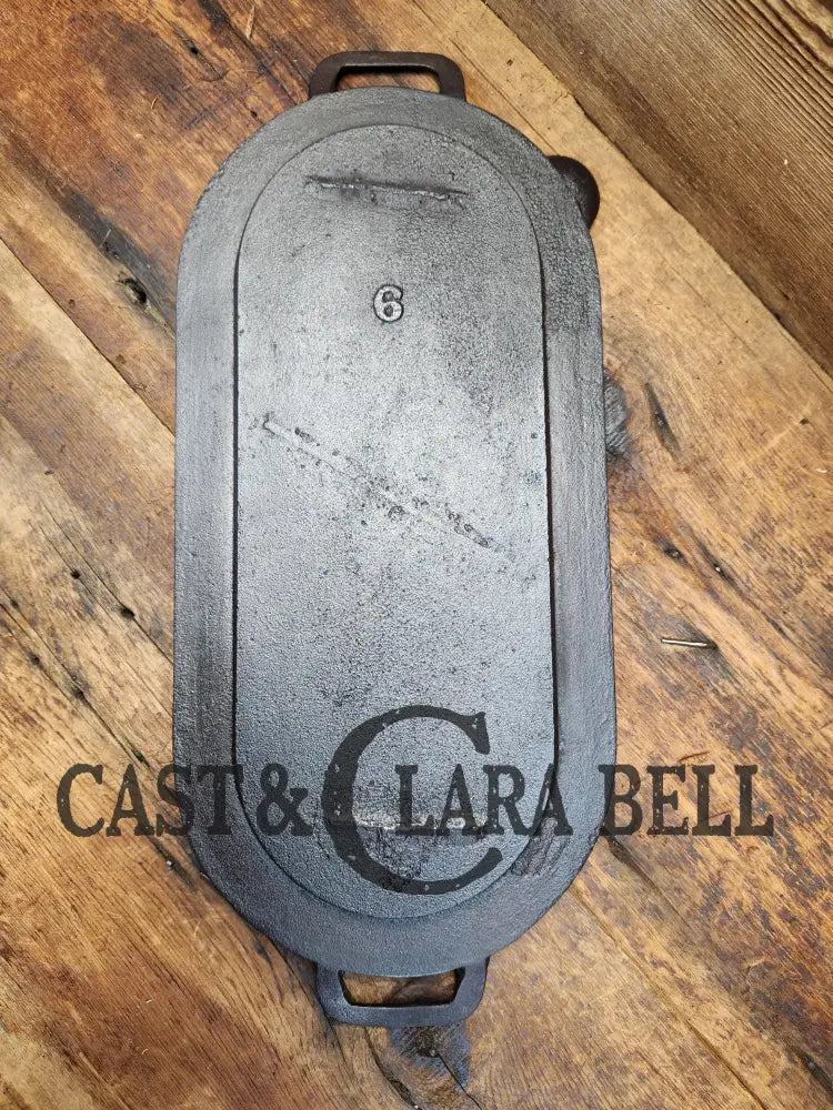 Awesome Center Piece! Late 1800βS Antique Gate-Marked #6 Cast Iron Griddle / Sad Heater Great For