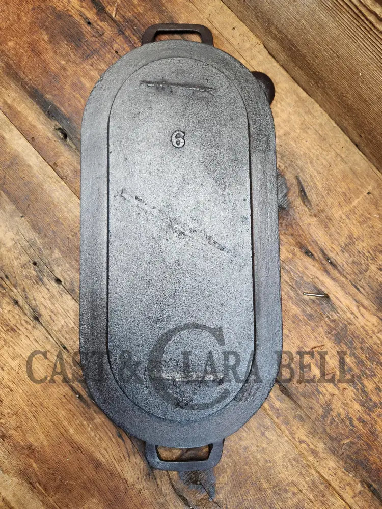Awesome Center Piece! Late 1800βS Antique Gate-Marked #6 Cast Iron Griddle / Sad Heater Great For