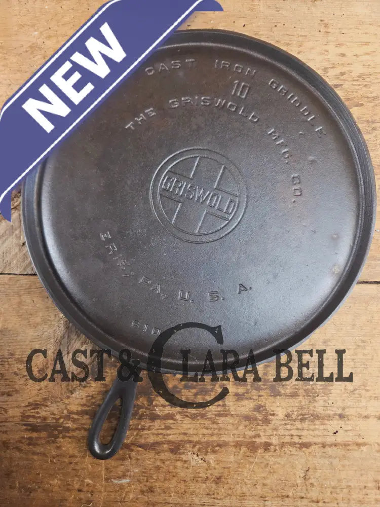 Awesome pizza griddle or for breakfast hot cakes! 1920ββs #10 Griswold Large Block cast iron Griddle 610 Griddle
