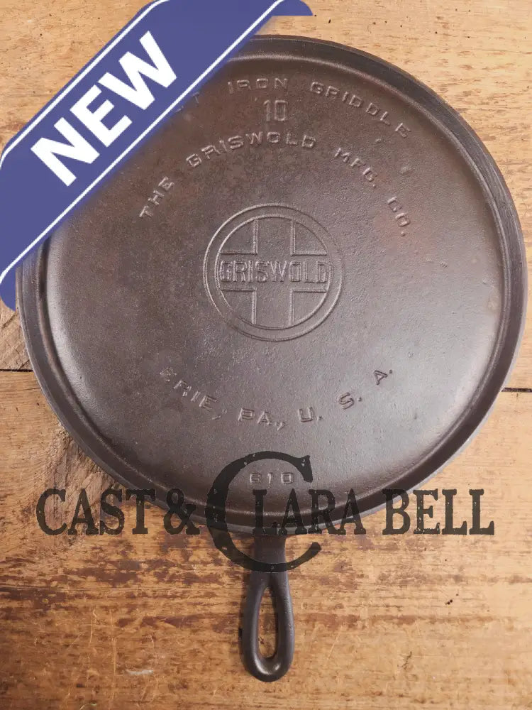 Awesome pizza griddle or for breakfast hot cakes! 1920ββs #10 Griswold Large Block cast iron Griddle 610 Griddle