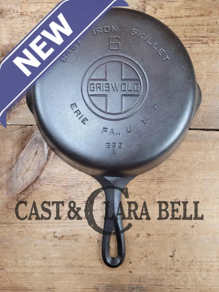 Awesome Saute Skillet! 1930’S Griswold #6 Cast Iron Skillet With Large Block Logo And Smooth