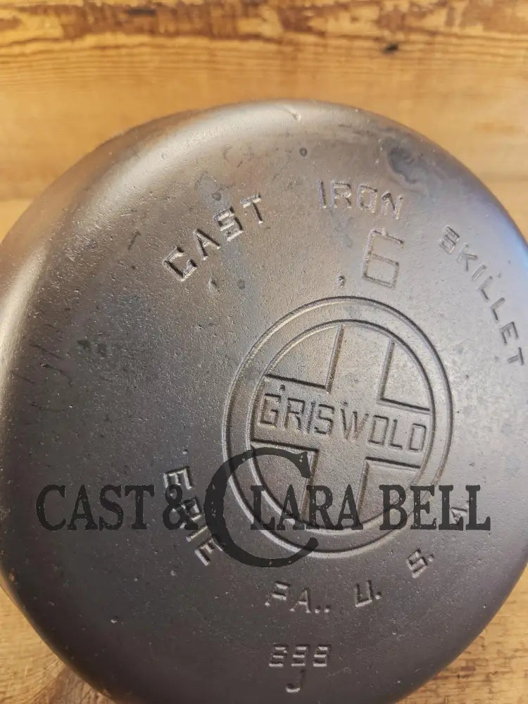 Awesome saute skillet! 1930’s Griswold #6 cast iron Skillet with Large Block Logo and Smooth Bottom 699 J Skillet