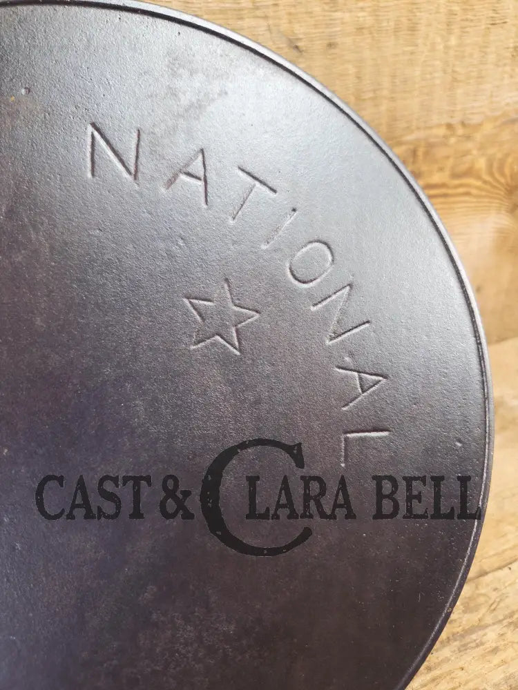 Awesome! Wagner made National #8 Cast Iron Skillet. Shallow wall skillet similar to Griswold Victor and Iron Mountain