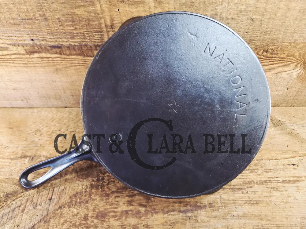 Awesome! Wagner made National #9 Cast Iron Skillet. Shallow wall skillet similar to Griswold Victor and Iron Mountain