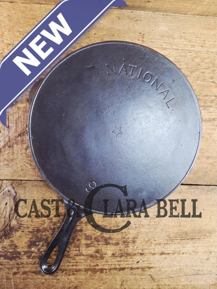 Awesome! Wagner made National #9 Cast Iron Skillet. Shallow wall skillet similar to Griswold Victor and Iron Mountain