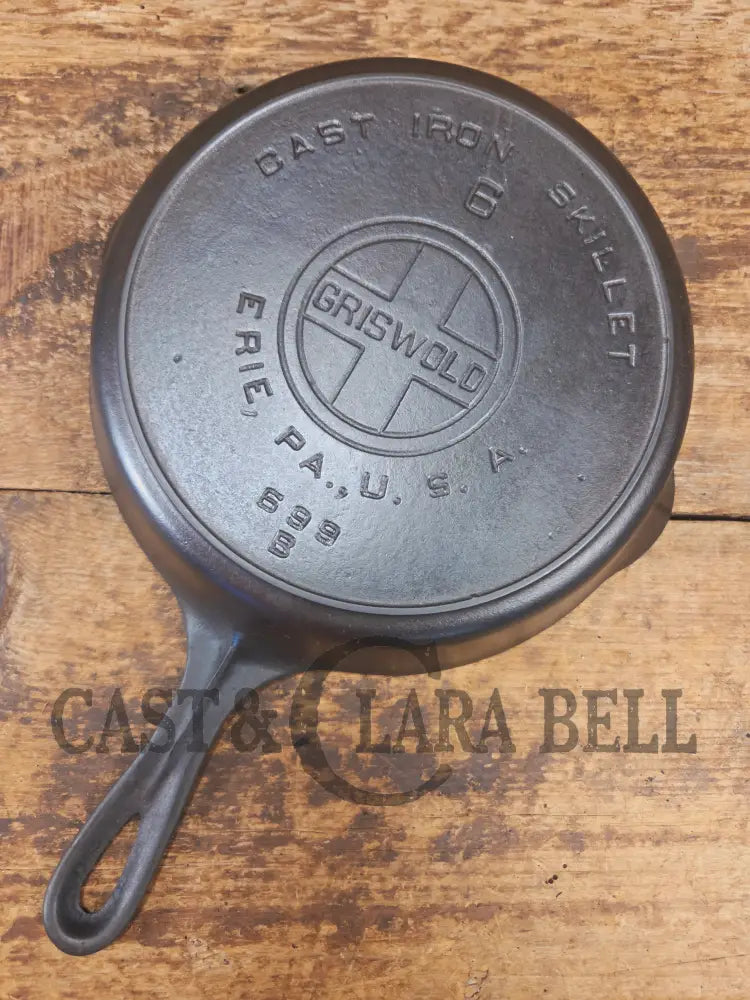 BEAUTIFUL! 1910-20’s Griswold #6 Skillet with Heat Ring and Large Block Logo 699 B - Skillet
