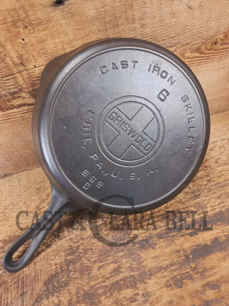 BEAUTIFUL! 1910-20’s Griswold #6 Skillet with Heat Ring and Large Block Logo 699 B - Skillet