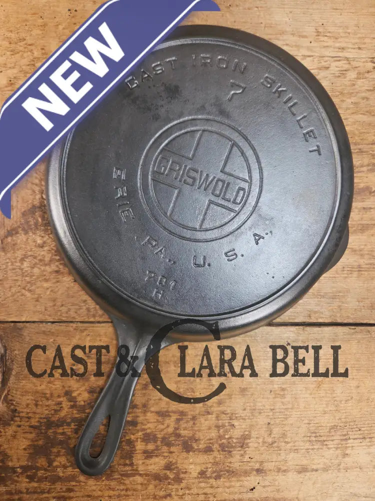 BEAUTIFUL! 1910-20βs Griswold #7 Skillet with Heat Ring and Large Block Logo 701 Skillet