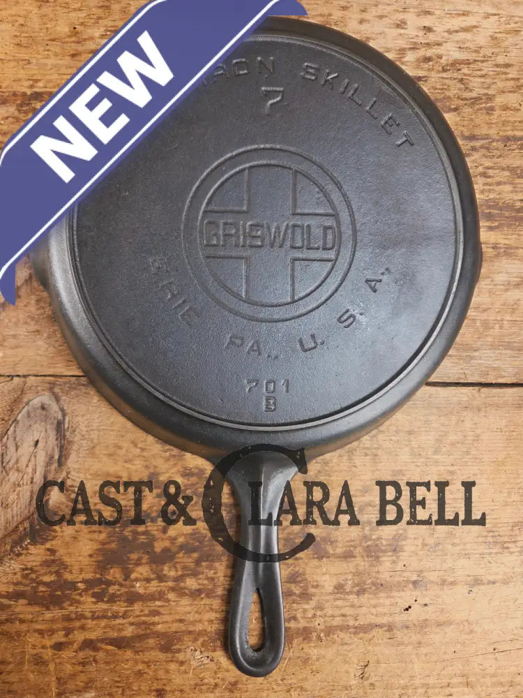 BEAUTIFUL! 1910-20βs Griswold #7 Skillet with Heat Ring and Large Block Logo 701 Skillet