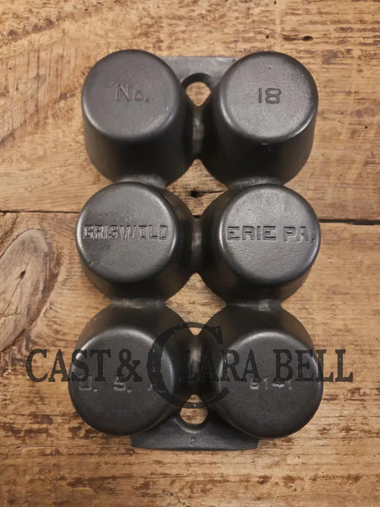 Beautiful 1920βs Griswold 6 Cup Muffin/Popover Pan 6141 Variation 4 Rarity 3. Restored Seasoned and Ready to Use!