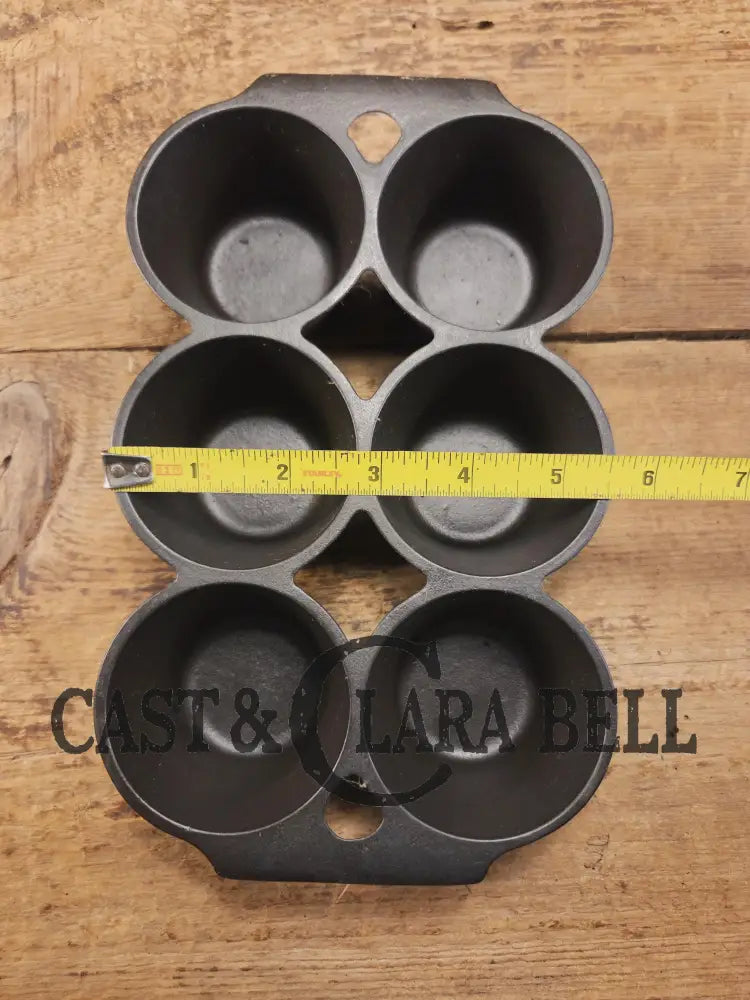 Beautiful 1920’s Griswold 6 Cup Muffin/Popover Pan 6141 Variation 4 Rarity 3. Restored Seasoned and Ready to Use!
