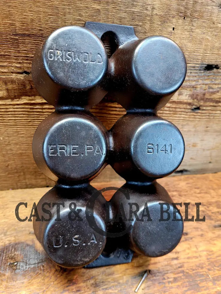 Beautiful 1920βS Griswold 6 Cup Muffin/Popover Pan 6141 Variation 5 Rarity 3. Restored Seasoned