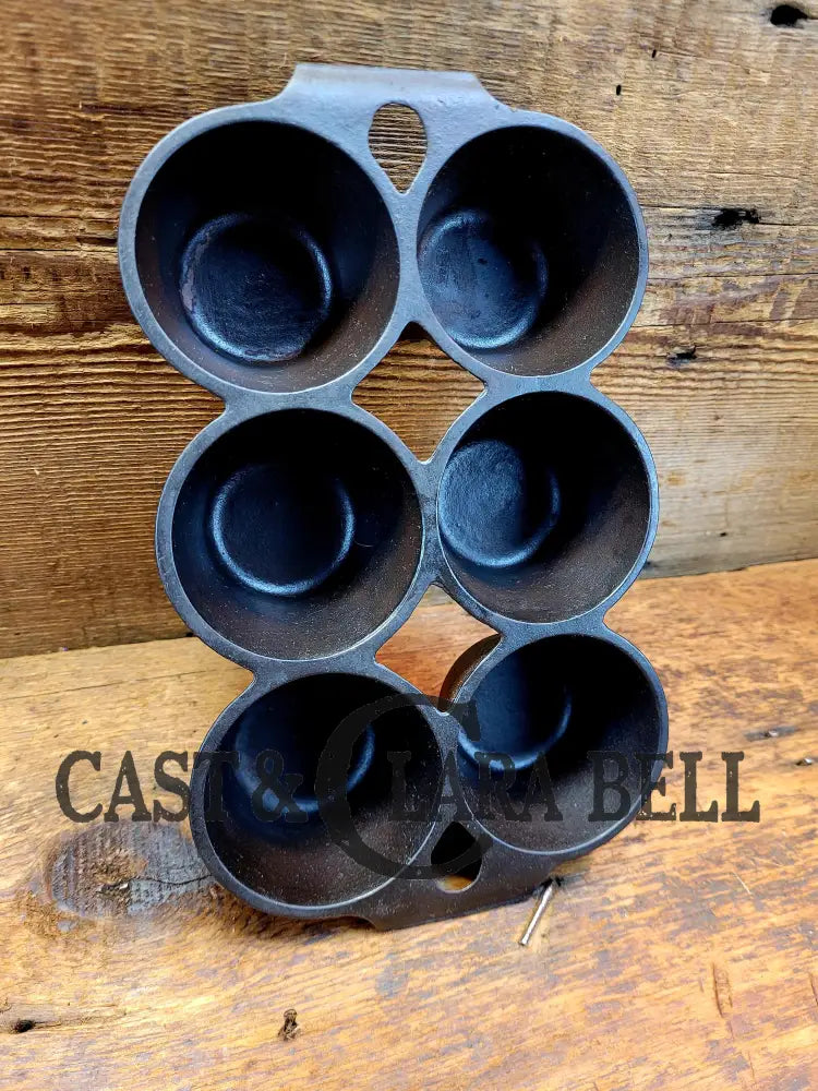 Beautiful 1920βS Griswold 6 Cup Muffin/Popover Pan 6141 Variation 5 Rarity 3. Restored Seasoned