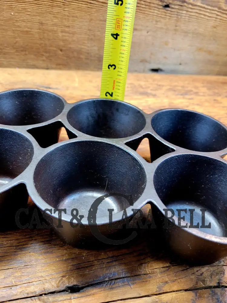 Beautiful 1920βS Griswold 6 Cup Muffin/Popover Pan 6141 Variation 5 Rarity 3. Restored Seasoned