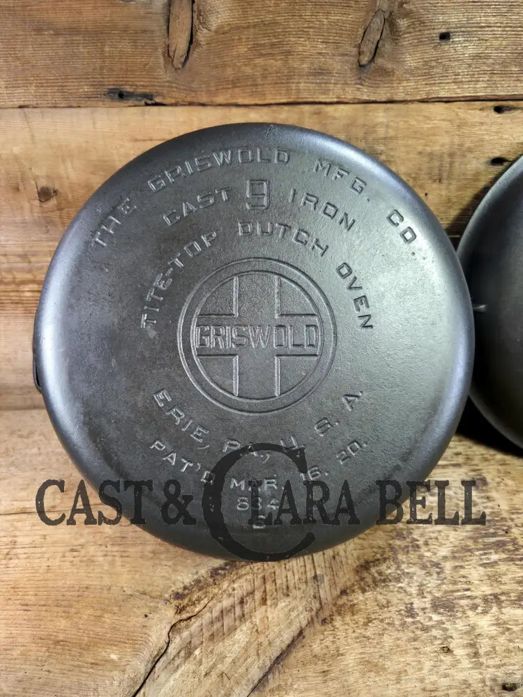 Beautiful 1920’s Griswold No. 9 Tite-Top Dutch Oven with Block Logo p/n 834 B Block Logo lid 2552 A. PERFECT for stews