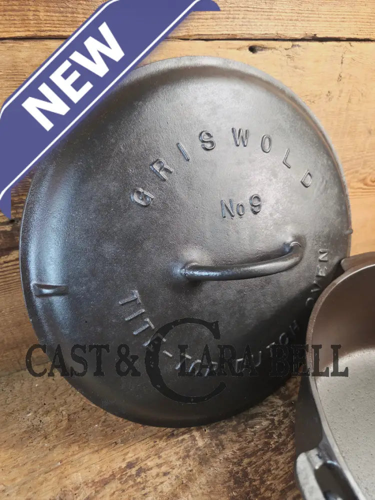 Beautiful 1920’s Griswold No. 9 Tite-Top Dutch Oven with Slant Logo p/n 834 H Block Logo lid 2552. PERFECT for stews