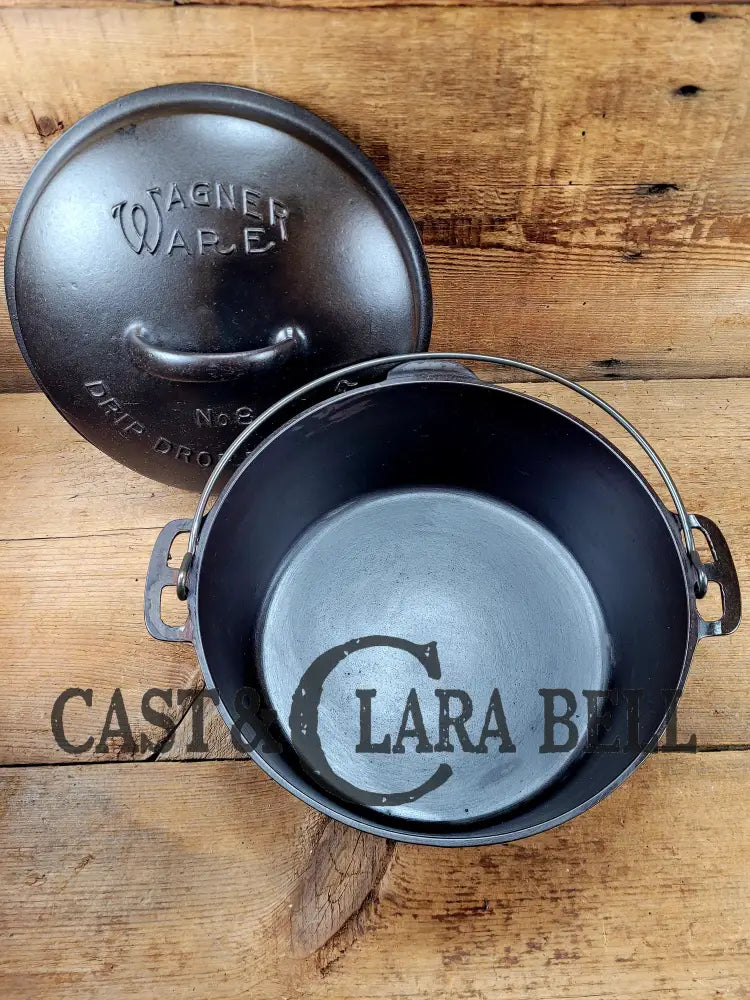 Beautiful & elegant! 1930’s Wagner Ware #8 Drip Drop Roaster #1268 A w/ Sawtooth Lid p/n 1268 A. Raised Letter lid.