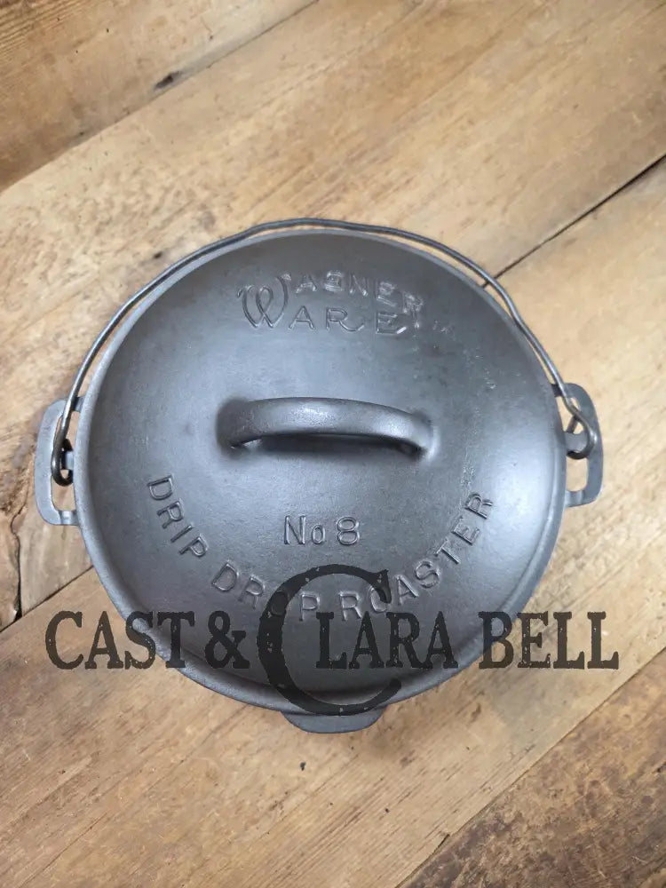Beautiful & elegant! 1930’s Wagner Ware #8 Drip Drop Roaster #1268 I w/ Sawtooth Lid p/n 1268 Y. Raised Letter lid.