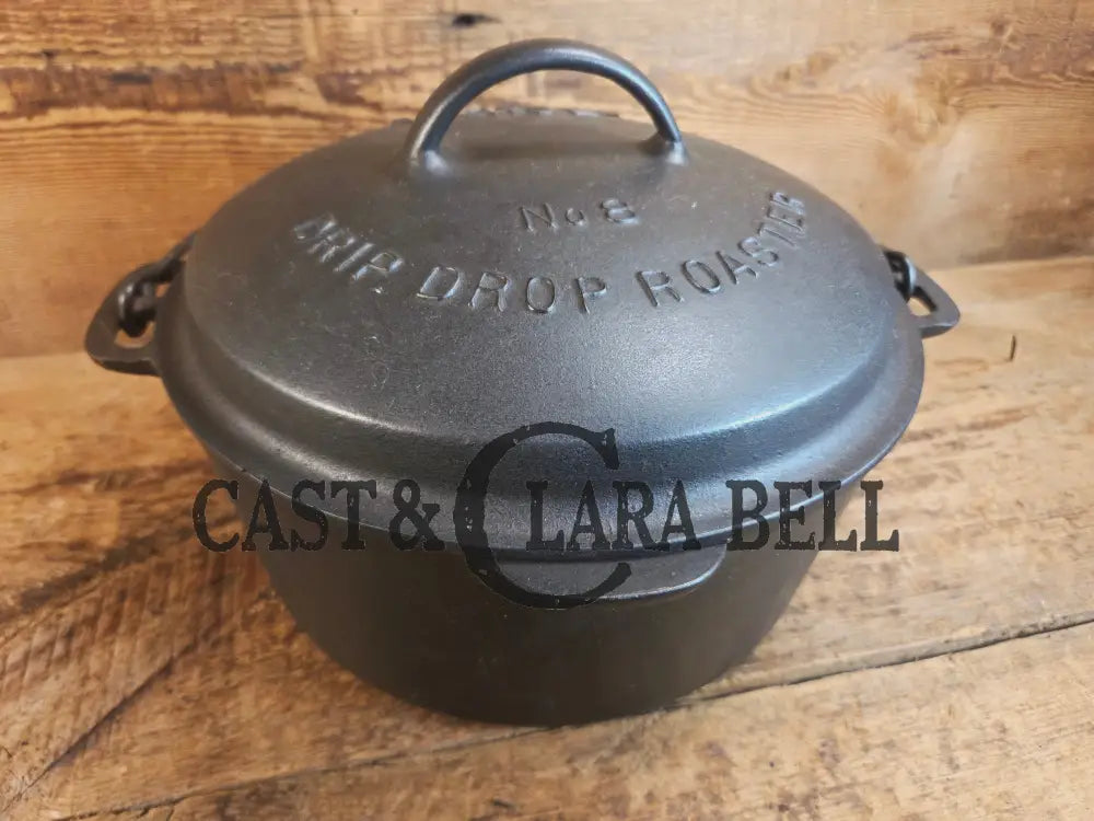 Beautiful & elegant! 1930’s Wagner Ware #8 Drip Drop Round Roaster #1268 w/ Sawtooth Lid p/n 1268 A. Raised Letter lid