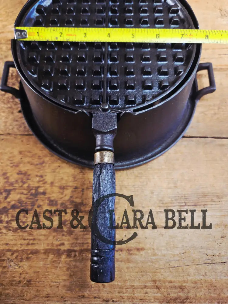 Beautiful Illinois made 1920’s Stover No. 8 Waffle Iron w/ HTF Tall Base! Original wood handles Waffle Iron