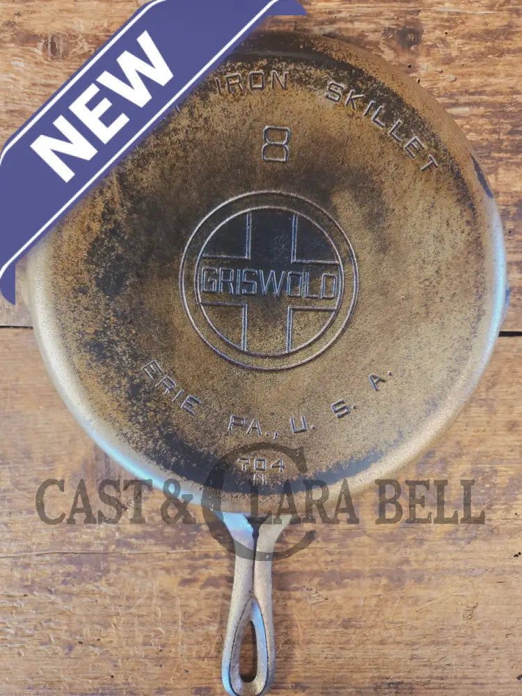 Beautiful patina! 1920’s Griswold #8 Skillet with Large Block Logo and Smooth Bottom 704 N - Skillet