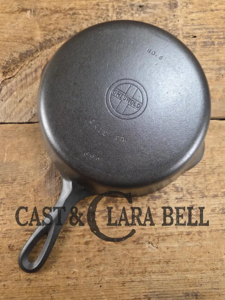 Beautiful Saute Pan! 1940’s Griswold #6 Cast Iron Skillet w/ Small Block Logo Flat Style Handle and Smooth Bottom 699