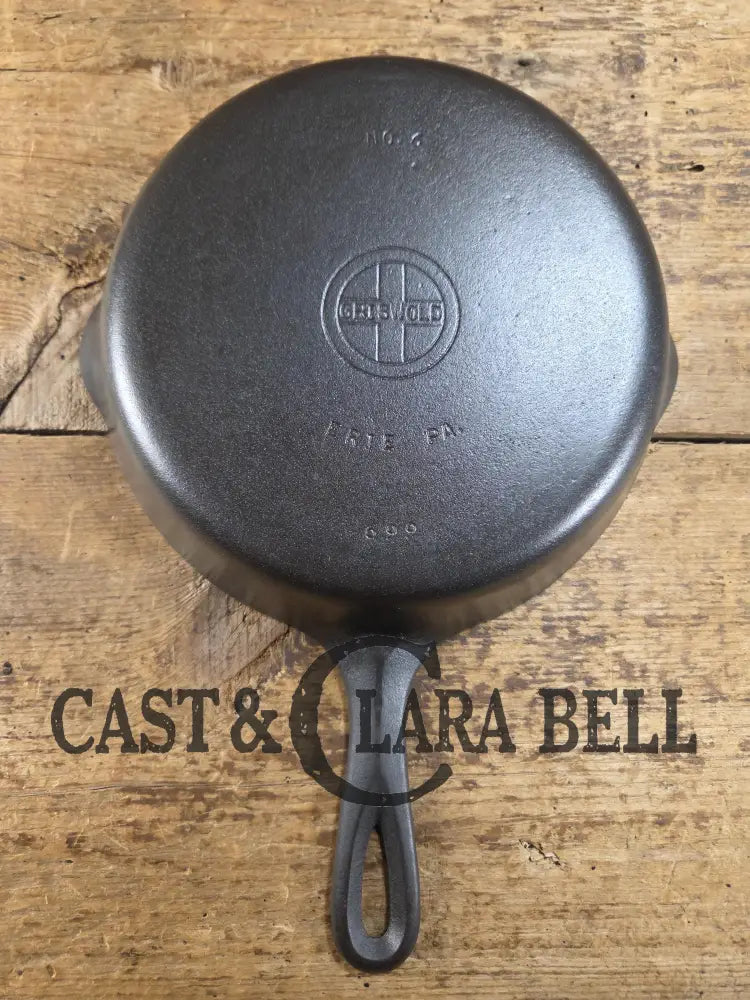 Beautiful Saute Pan! 1940’s Griswold #6 Cast Iron Skillet w/ Small Block Logo Flat Style Handle and Smooth Bottom 699