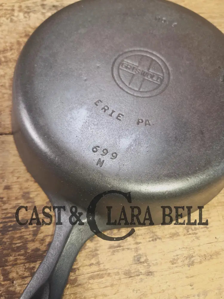 Beautiful Saute Pan! 1940’s Griswold #6 Cast Iron Skillet w/ Small Block Logo Flat Style Handle and Smooth Bottom 699 M