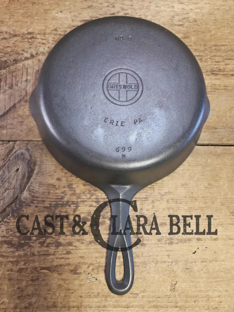 Beautiful Saute Pan! 1940’s Griswold #6 Cast Iron Skillet w/ Small Block Logo Flat Style Handle and Smooth Bottom 699 M