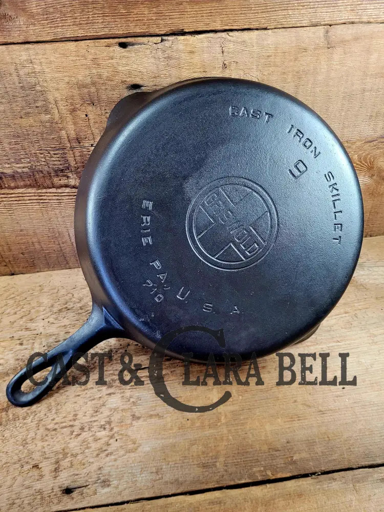 Beauty! 1930’S Griswold #9 Skillet With Large Block Logo And Smooth Bottom 710.