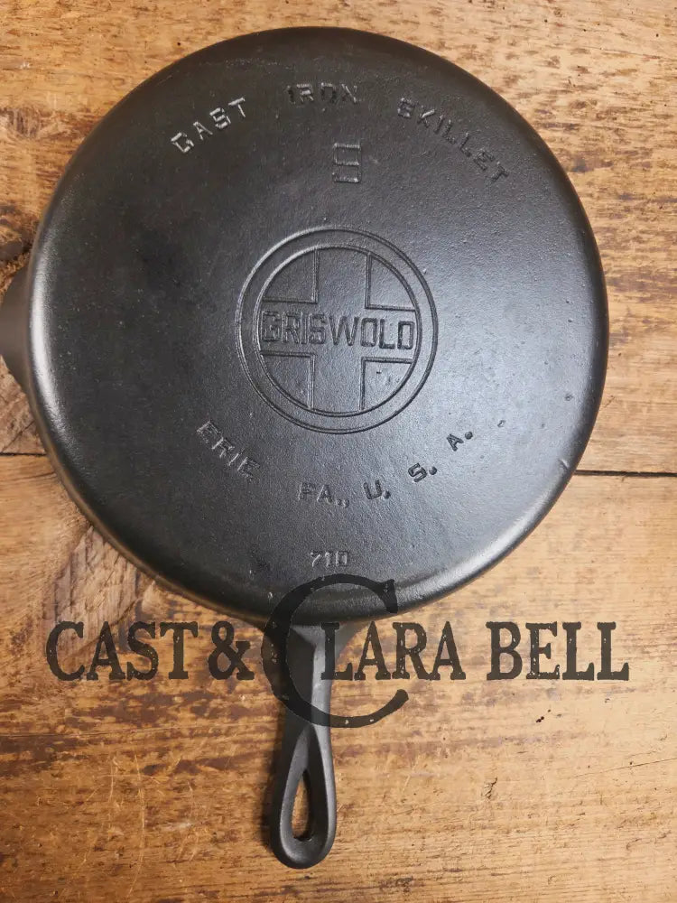 Beauty! 1930’s Griswold #9 Skillet with Large Block Logo and Smooth Bottom 710 Skillet