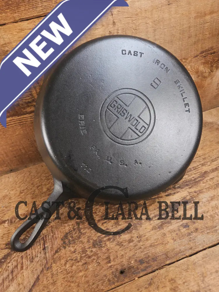 Beauty! 1930βs Griswold #9 Skillet with Large Block Logo and Smooth Bottom 710 Skillet