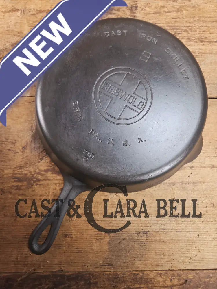 Beauty! 1930’s Griswold #9 Skillet with Large Block Logo and Smooth Bottom 710 Skillet