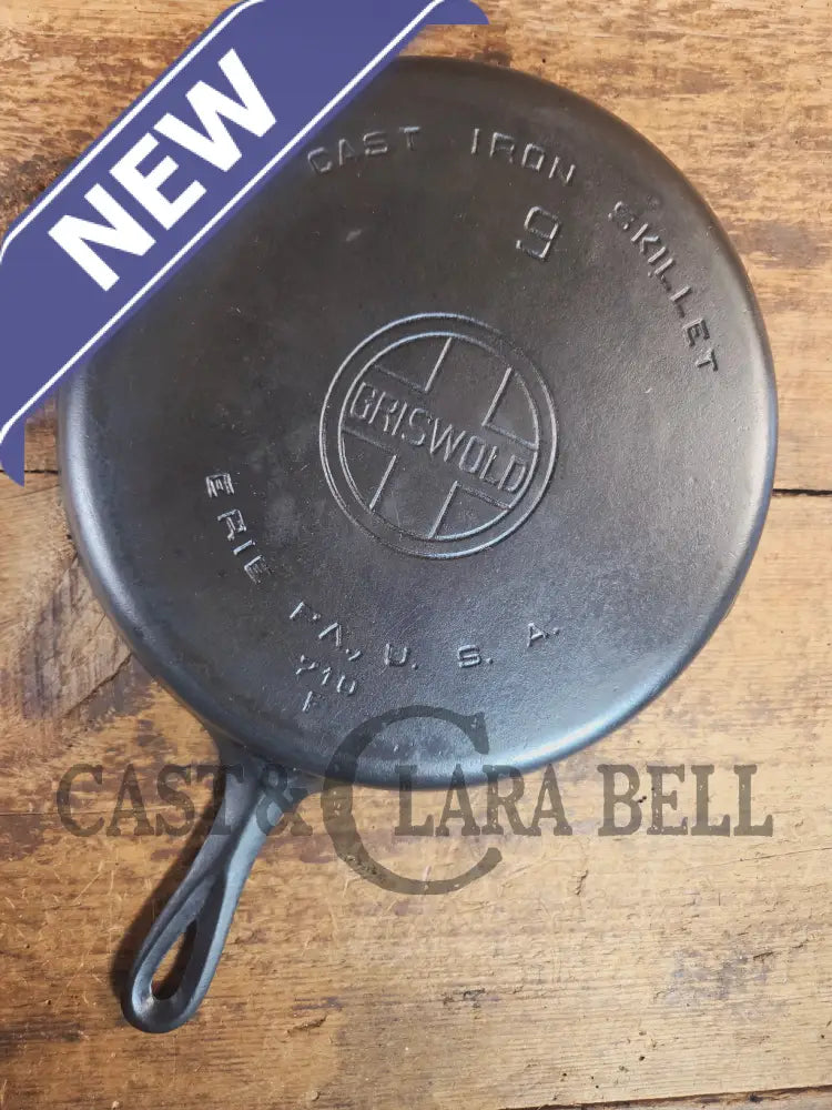 Beauty! 1930’s Griswold #9 Skillet with Large Block Logo and Smooth Bottom 710 F - Skillet