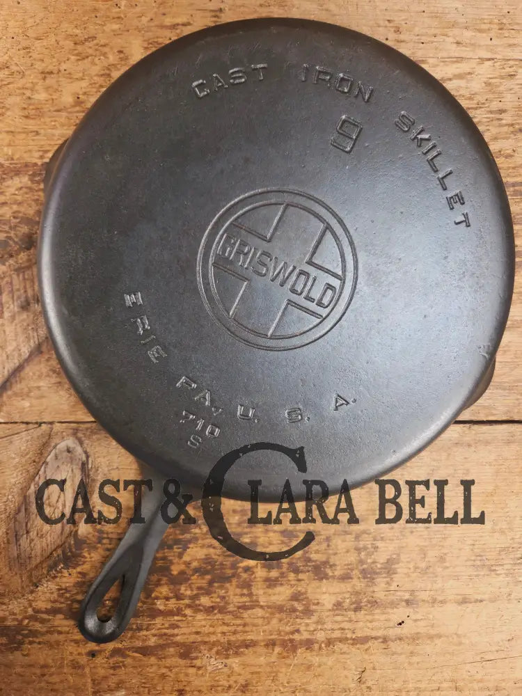 Beauty! 1930’s Griswold #9 Skillet with Large Block Logo and Smooth Bottom 710 S Skillet