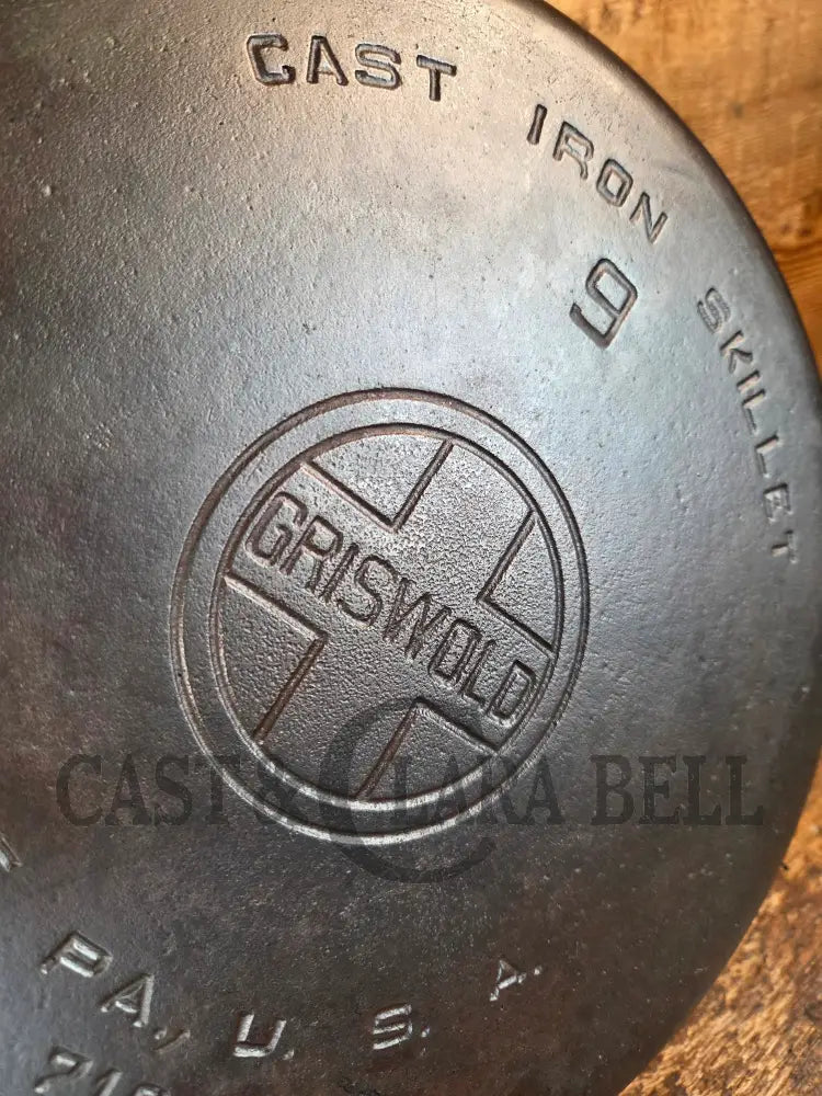 Beauty! 1930’s Griswold #9 Skillet with Large Block Logo and Smooth Bottom 710 S - Skillet