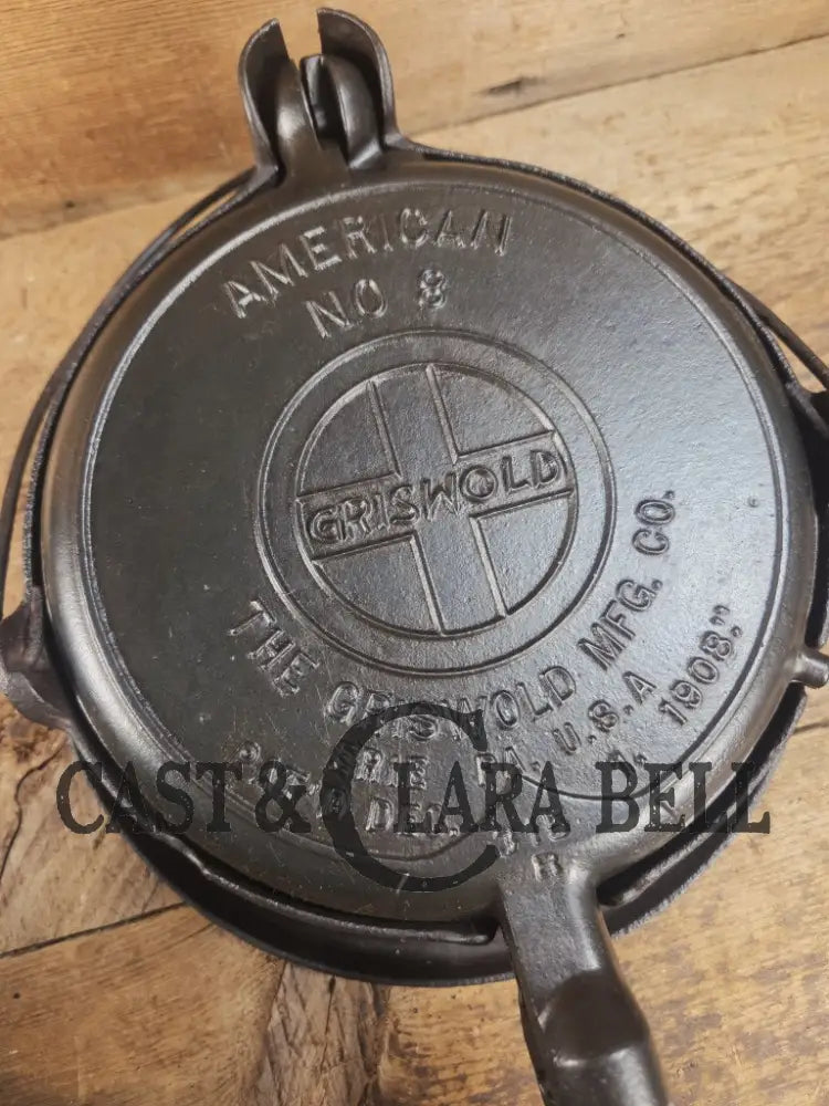 Best Seller! 1920’s Griswold No. 8 Cast Iron Waffle Maker (314/315) with Tall Base (Bailed raised 88)! Waffle Iron