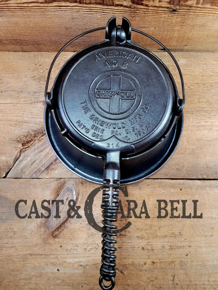 Best Seller! 1920βS Griswold No. 8 Cast Iron Waffle Maker (314/315) With Tall Base (Bailed Raised