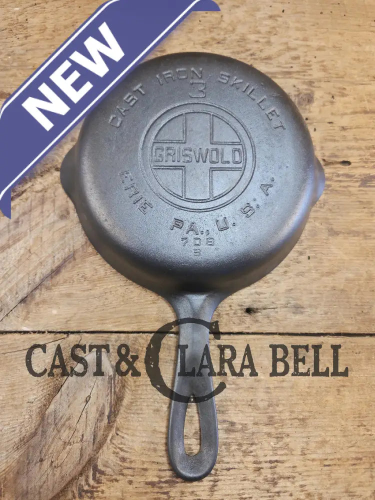 Best seller must have egg skillet! Griswold #3 Skillet with Large Block Logo 709 B. Priced to Sell Skillet