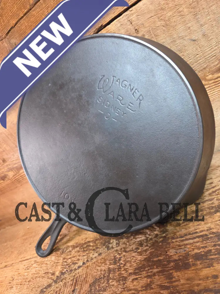 Big 1920’s era Wagner Ware #10 Cast Iron Skillet with Stylized Logo AND heat ring 10 B - Skillet