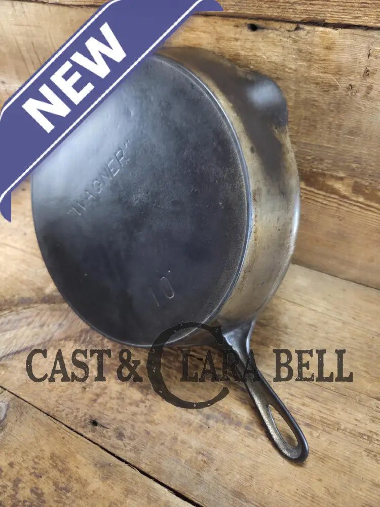 Big bacon skillet! 1890’s Era Wagner #10 Block Logo. Beautiful design superior performance. Nickel exterior black iron
