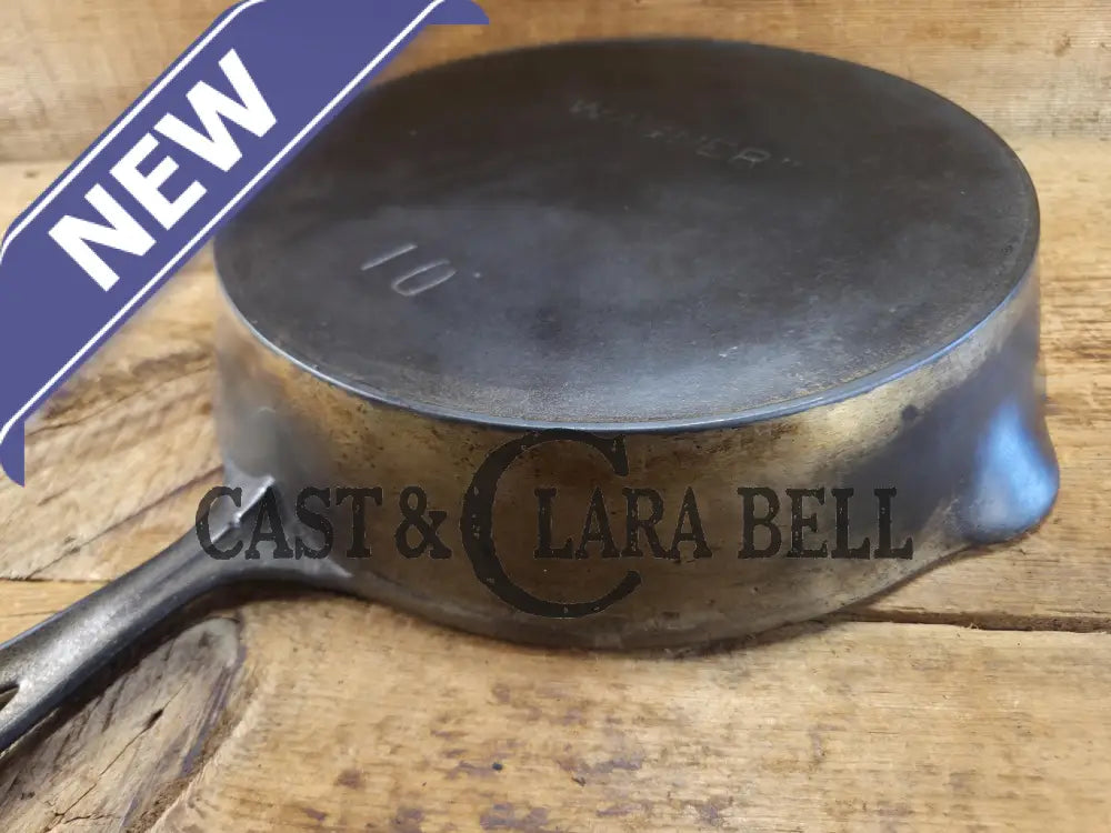 Big bacon skillet! 1890’s Era Wagner #10 Block Logo. Beautiful design superior performance. Nickel exterior black iron