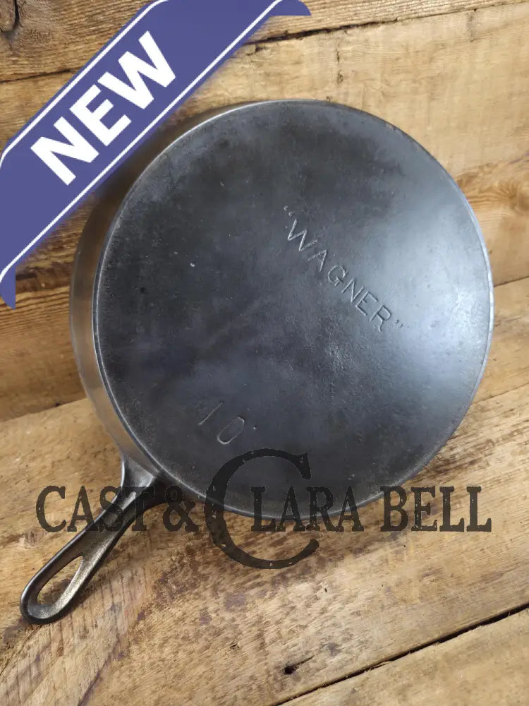 Big bacon skillet! 1890’s Era Wagner #10 Block Logo. Beautiful design superior performance. Nickel exterior black iron