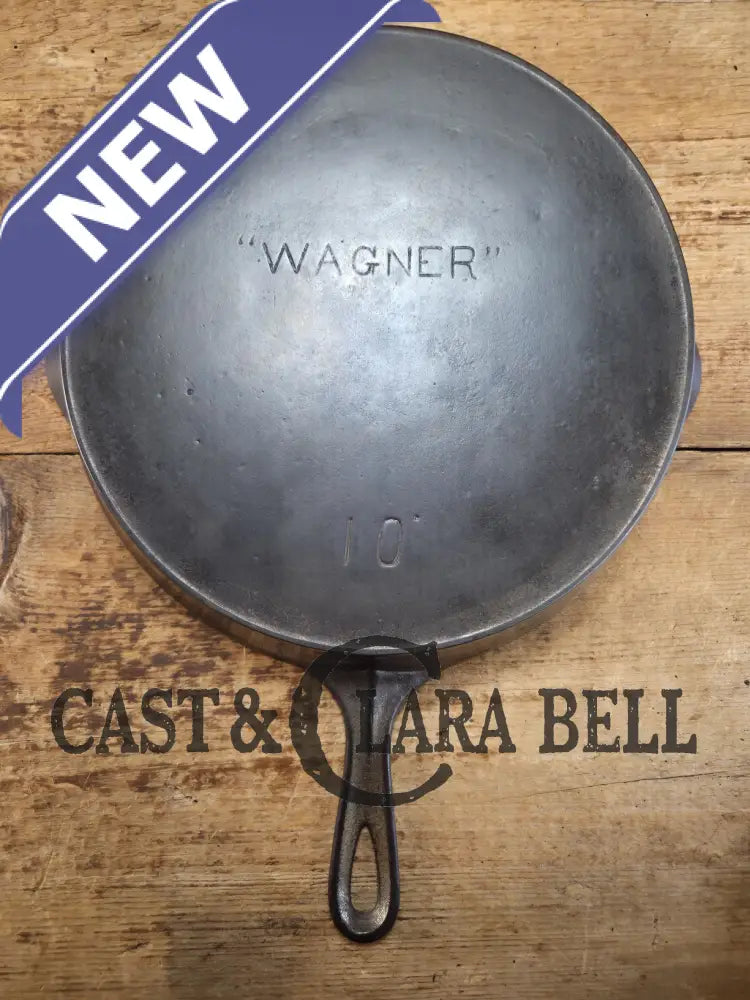 Big bacon skillet! 1890’s Era Wagner #10 Block Logo. Beautiful design superior performance. Nickel exterior black iron