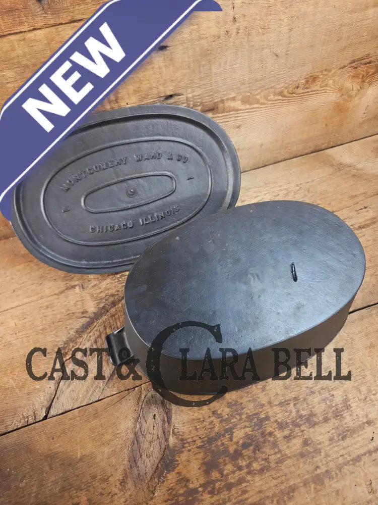 Calling all bread bakers! Beautiful elegant hard to find Wagner made ’Montgomery Ward’ #3 Oval Roaster Dutch Ovens