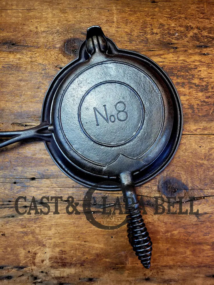 Classic! 1900βS Fully Marked Fanner Mfg No. 8 Crescent Cast Iron Waffle Maker. Htf Fully Marked