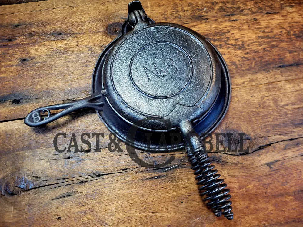 Classic! 1900βS Fully Marked Fanner Mfg No. 8 Crescent Cast Iron Waffle Maker. Htf Fully Marked